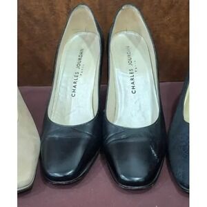 Vintage Charles Jourdan Womens Black Leather Heels Size 9